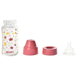 Biberon Verre Col Large 240Ml Crown Pink
