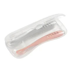 Lot 2 Cuilleres 1Er Age Silicone + Boite De Transport Grey/P