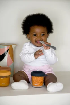 Lot De 2 Cuilleres 1Er Age Silicone Bi-Ton Mineral