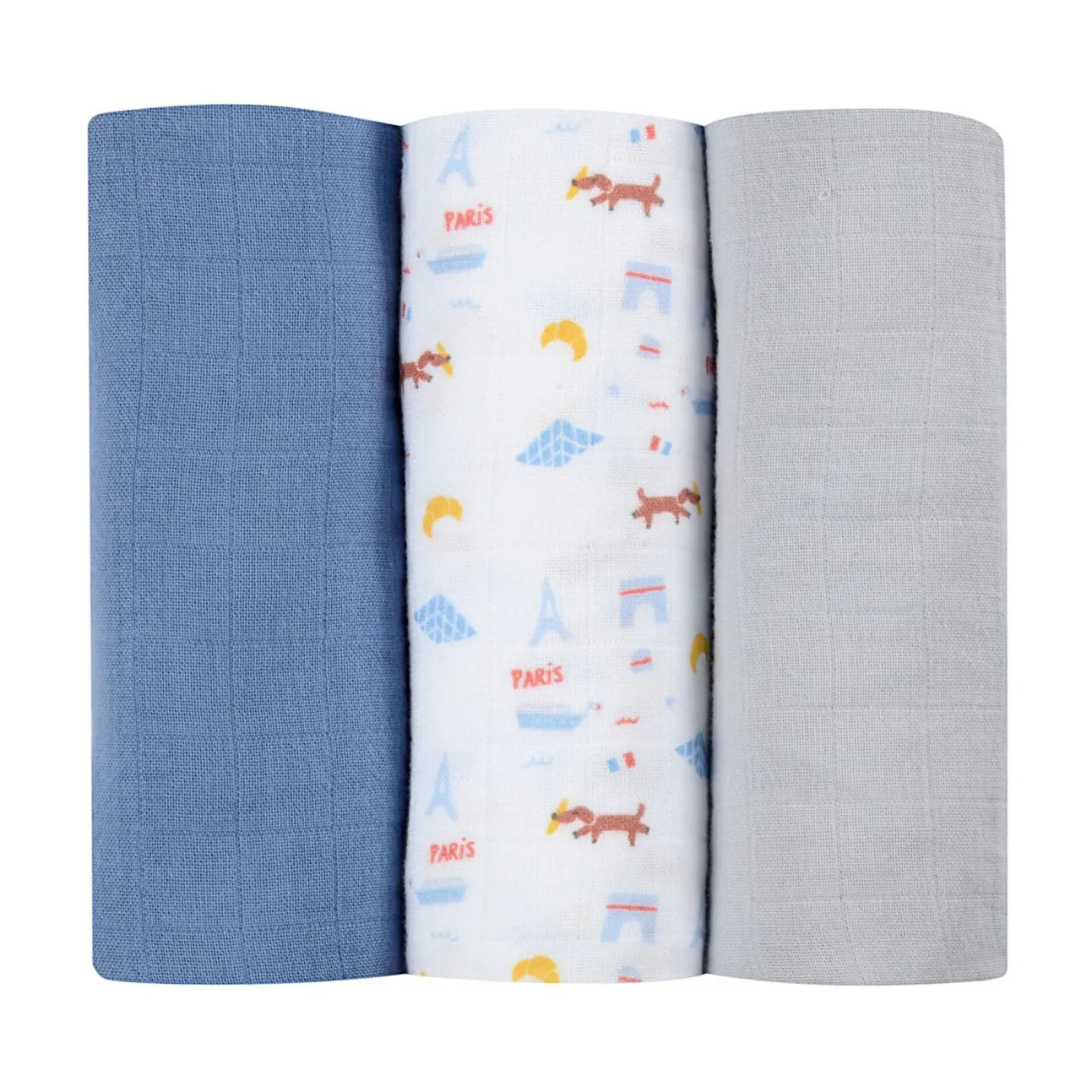 Lot De 3 Langes En Coton Paris