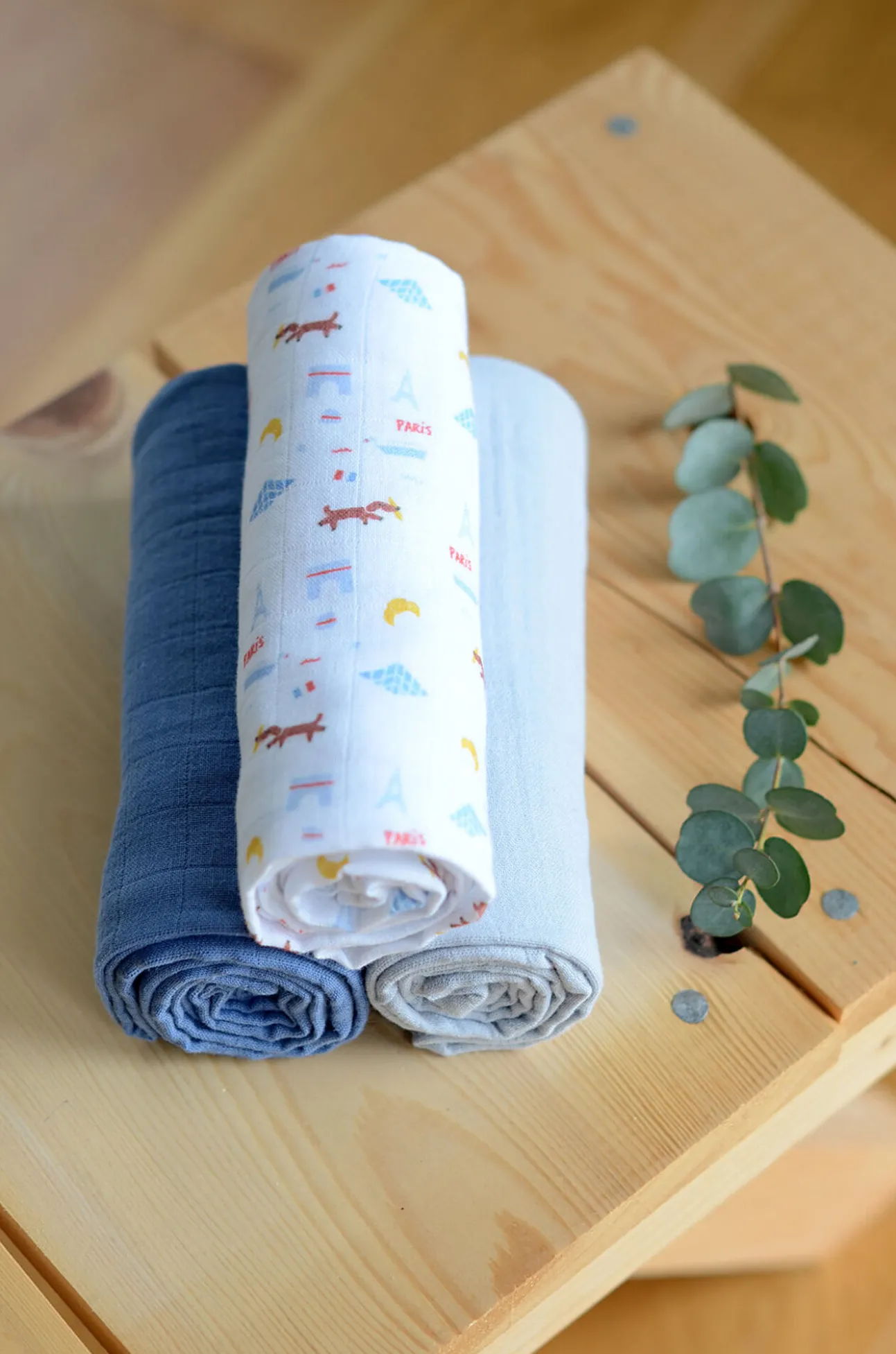 Lot De 3 Langes En Coton Paris