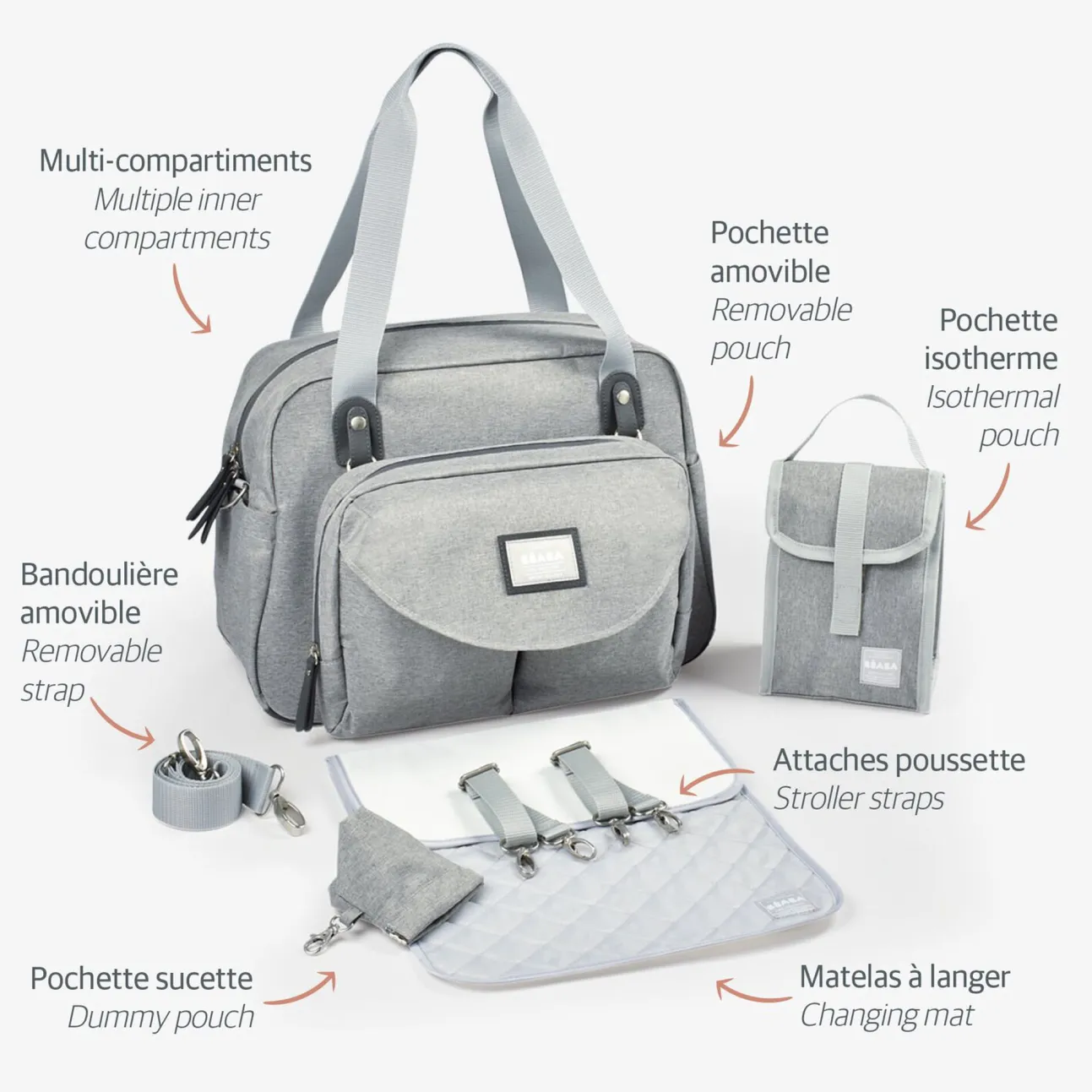 Sac A Langer Geneve Ii Heather Grey
